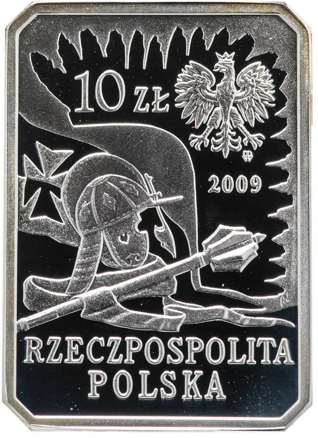 Польша 10 злотых (zlotych) 2009 "История польской кавалерии - крылатый рыцарь 17 века", реверс