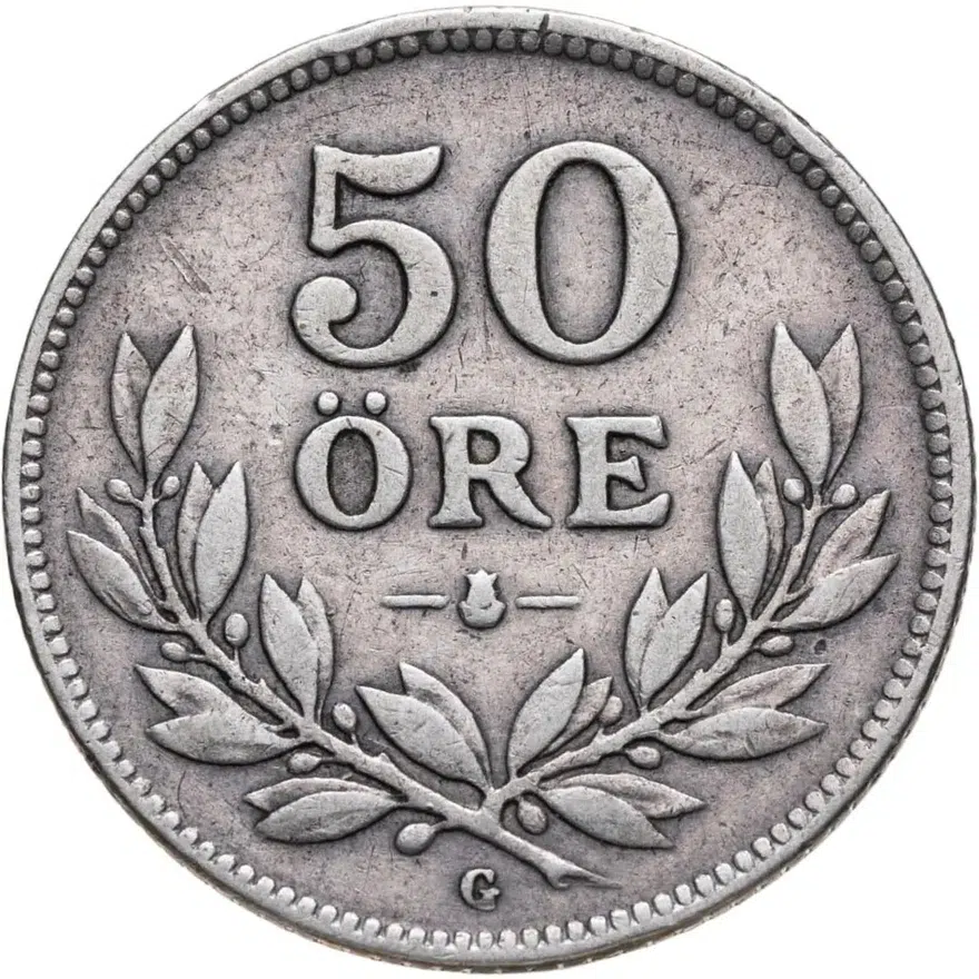 Швеция 50 эре (ore) 1934, реверс