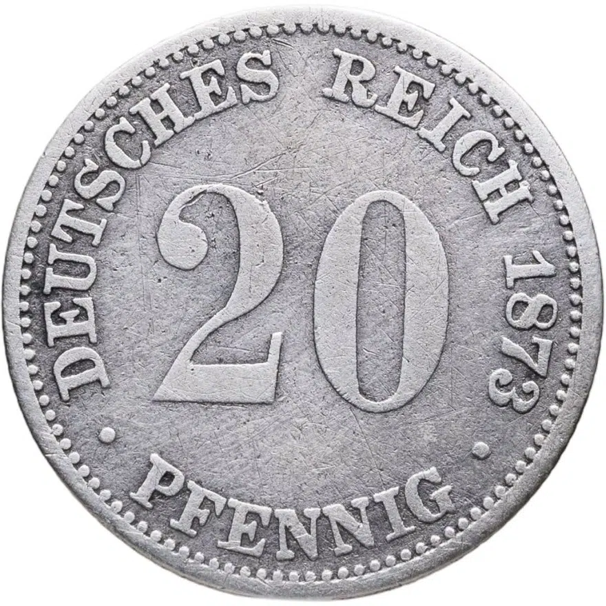 Германия 20 пфеннигов (pfennig) 1873 B  знак монетного двора: "B" - Ганновер