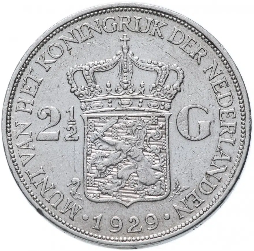 Нидерланды 2 1/2 гульдена (gulden) 1929, реверс