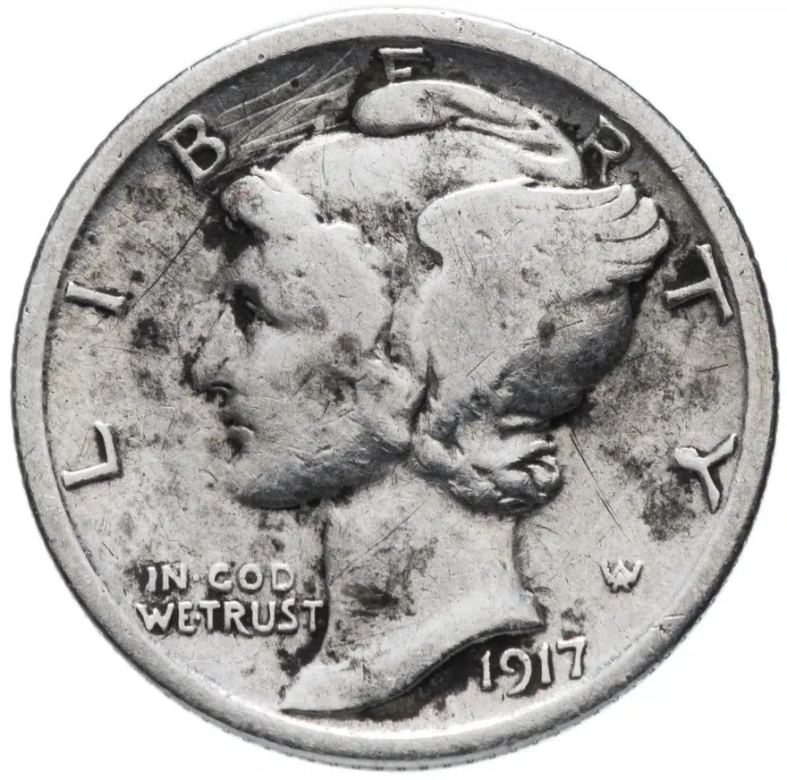США 10 центов (дайм, one dime) 1917