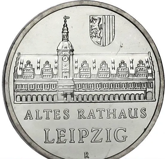 Германия (ГДР) 5 марок (mark) 1984  Старая Ратуша в Лейпциге, реверс