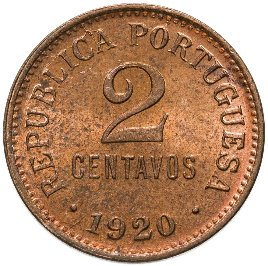 Португалия 2 сентаво (centavos) 1920, аверс