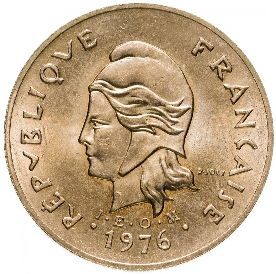 Французская Полинезия 100 франков (francs) 1976, реверс