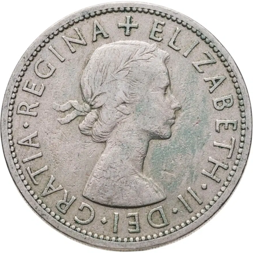 Великобритания 1/2 кроны (crown) 1955, реверс