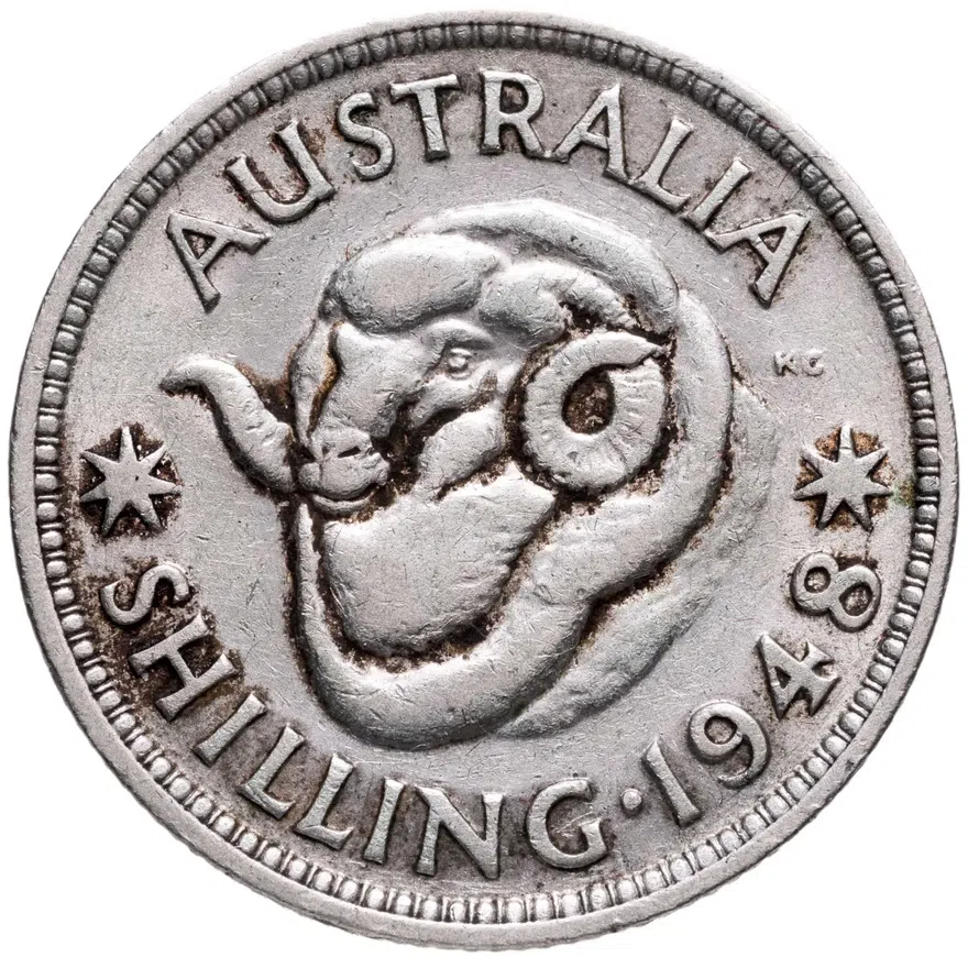 Австралия 1 шиллинг (shilling) 1948, аверс