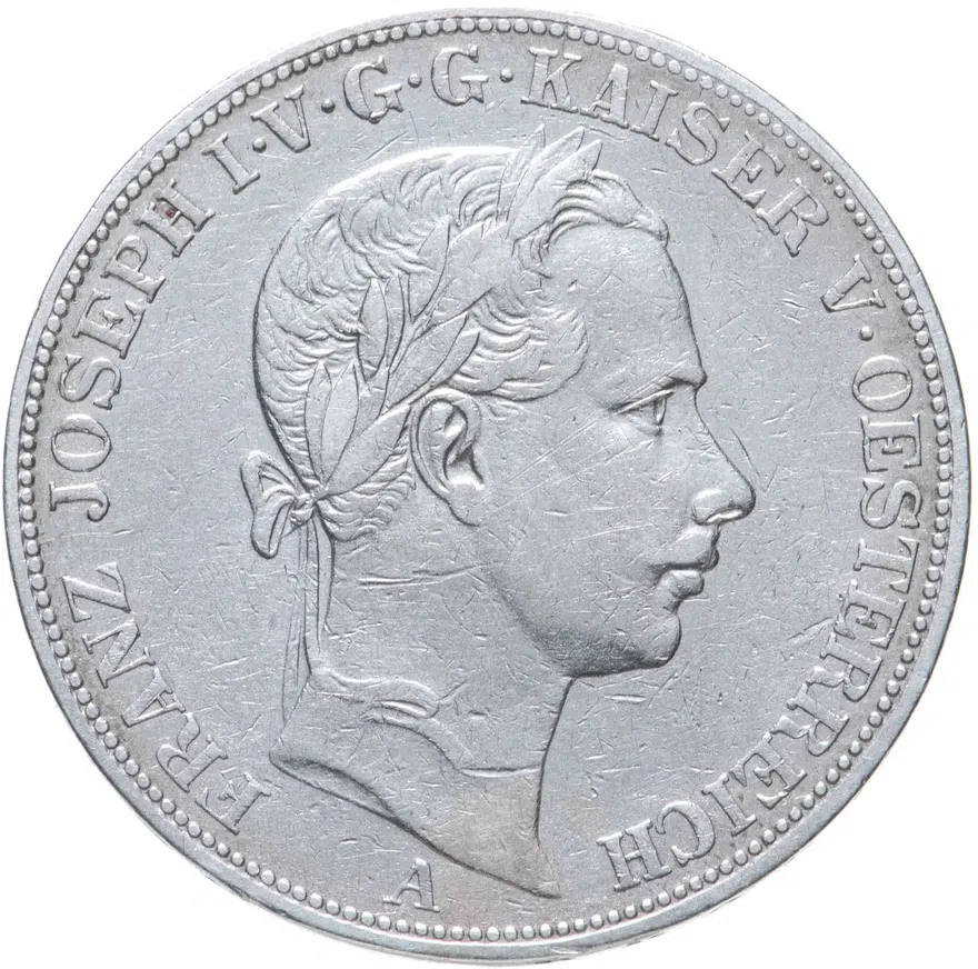 Австрия 1 союзный талер (vereinsthaler) 1857 A  знак монетного двора "A" - Вена