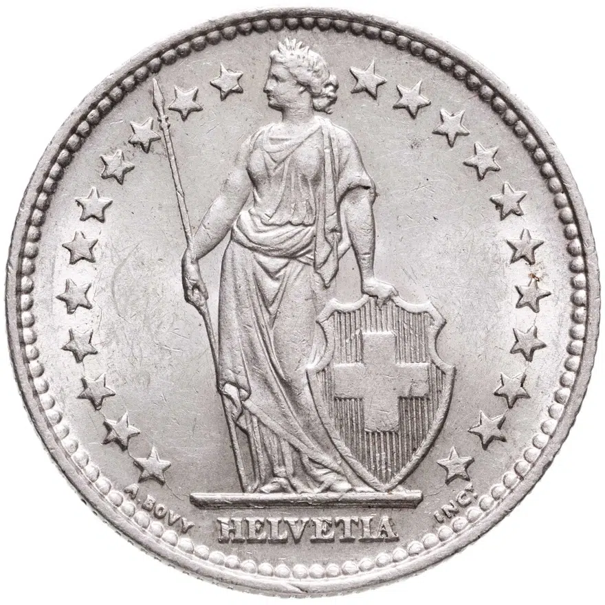 Швейцария 2 франка (francs) 1940, реверс