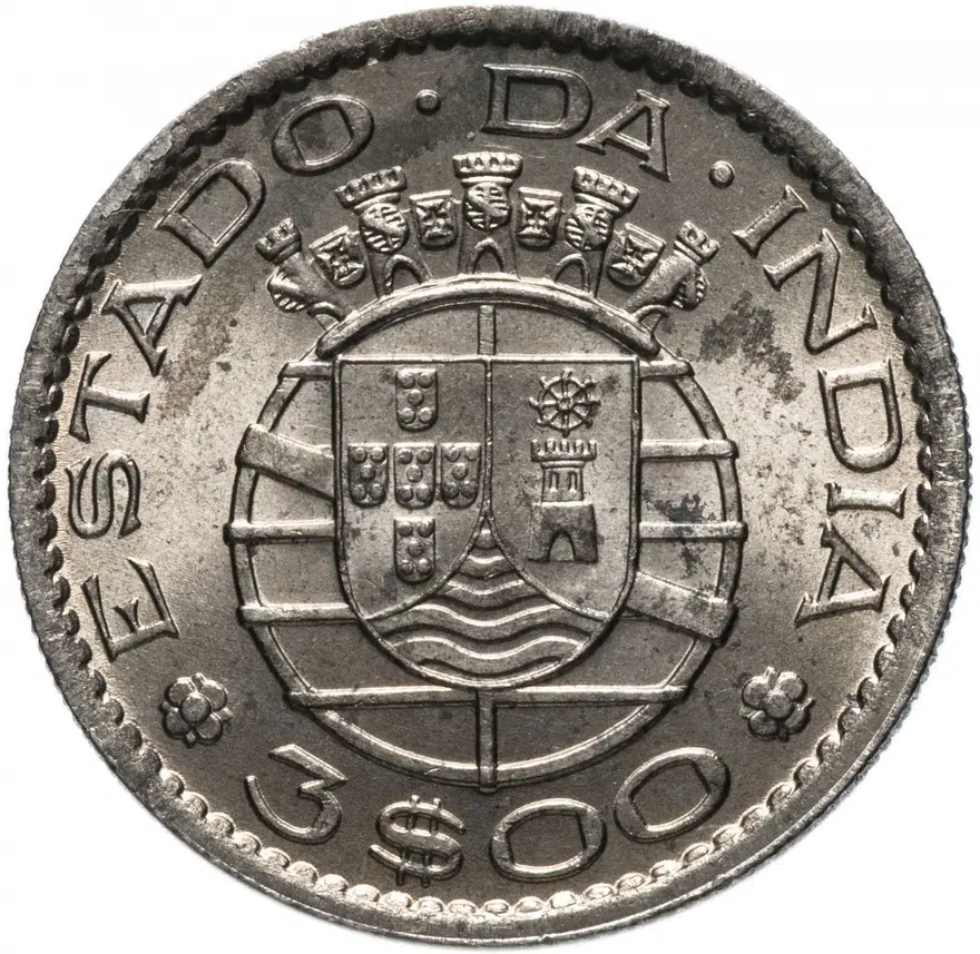 Индия (Португальская) 3 эскудо (escudos) 1959, реверс
