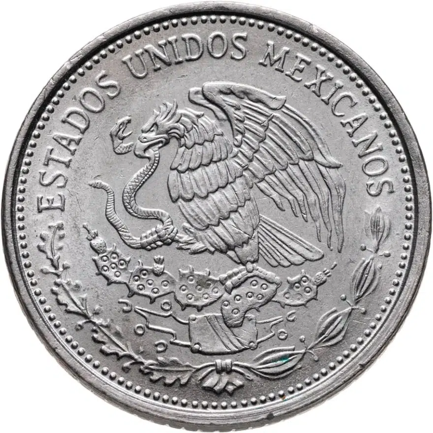 Мексика 50 песо (pesos) 1988  Медно-никелевый сплав (не магнетик) не магнитная, реверс