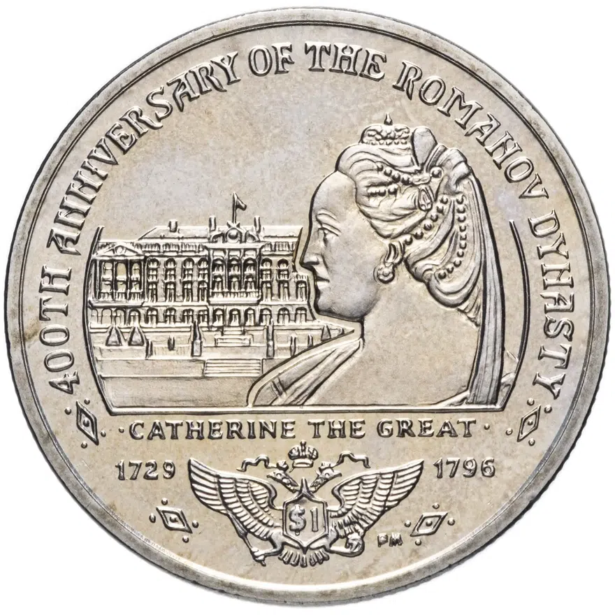 Британские Виргинские острова 1 доллар (dollar) 2013 "400 лет династии Романовых - Екатерина II Великая"