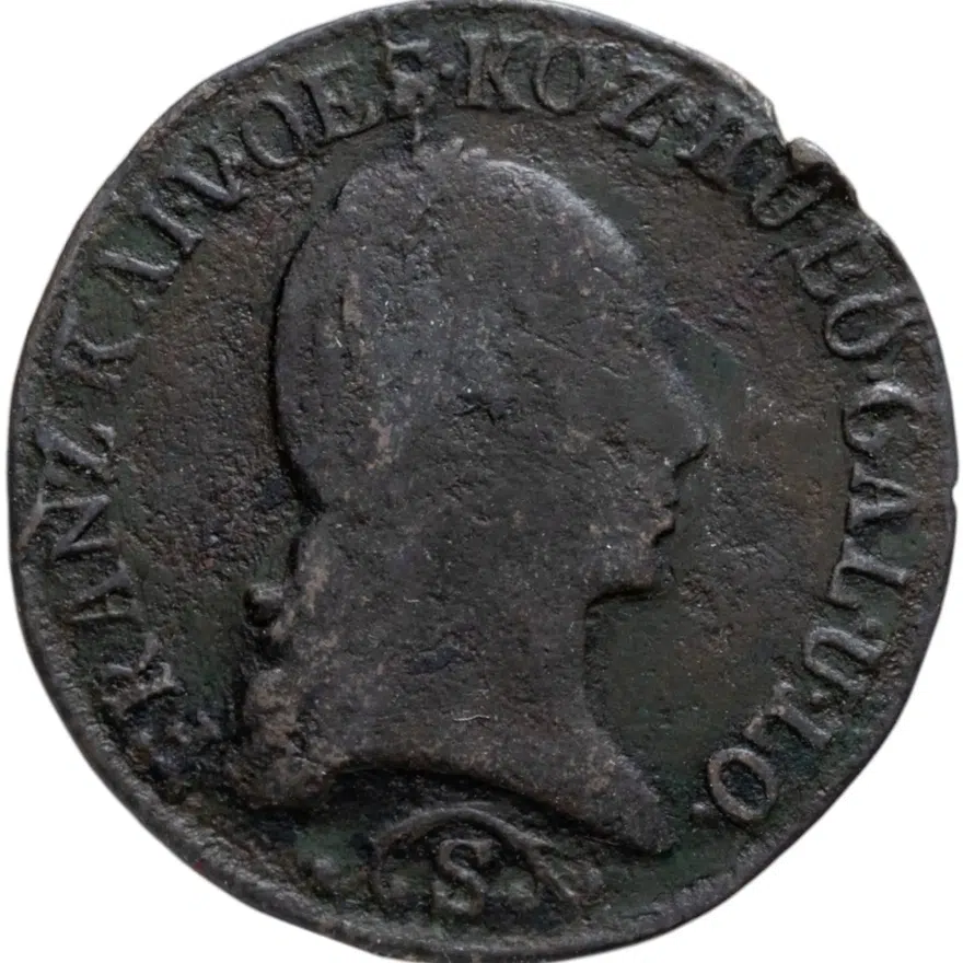 Австрия 1/2 крейцера (kreuzer) 1812 S знак монетного двора "S" - Смолник, реверс