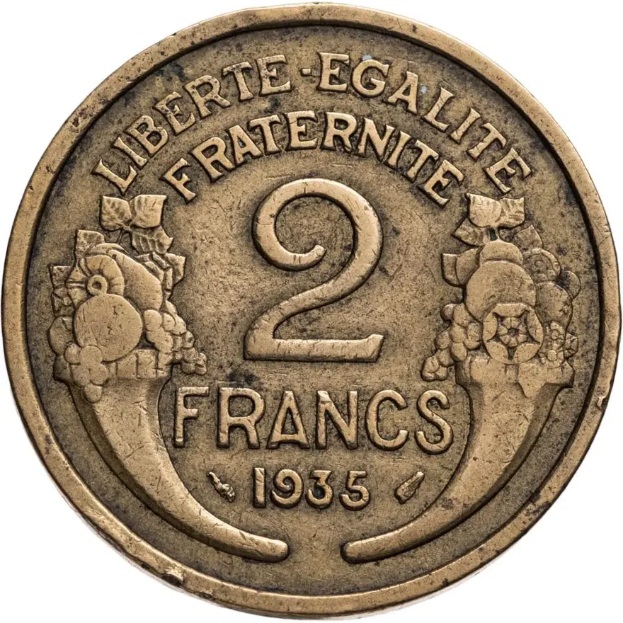 Франция 2 франка (francs) 1935, реверс
