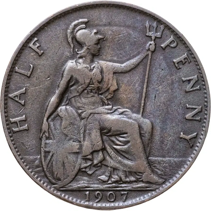 Великобритания 1/2 пенни (penny) 1907, реверс