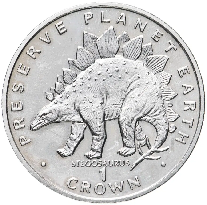 Гибралтар 1 крона (crown) 1993 "Динозавры - Стегозавр"