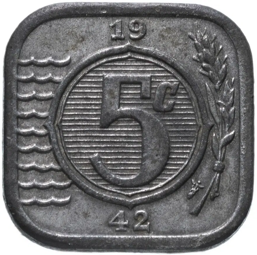 Нидерланды 5 центов (cents) 1942, реверс