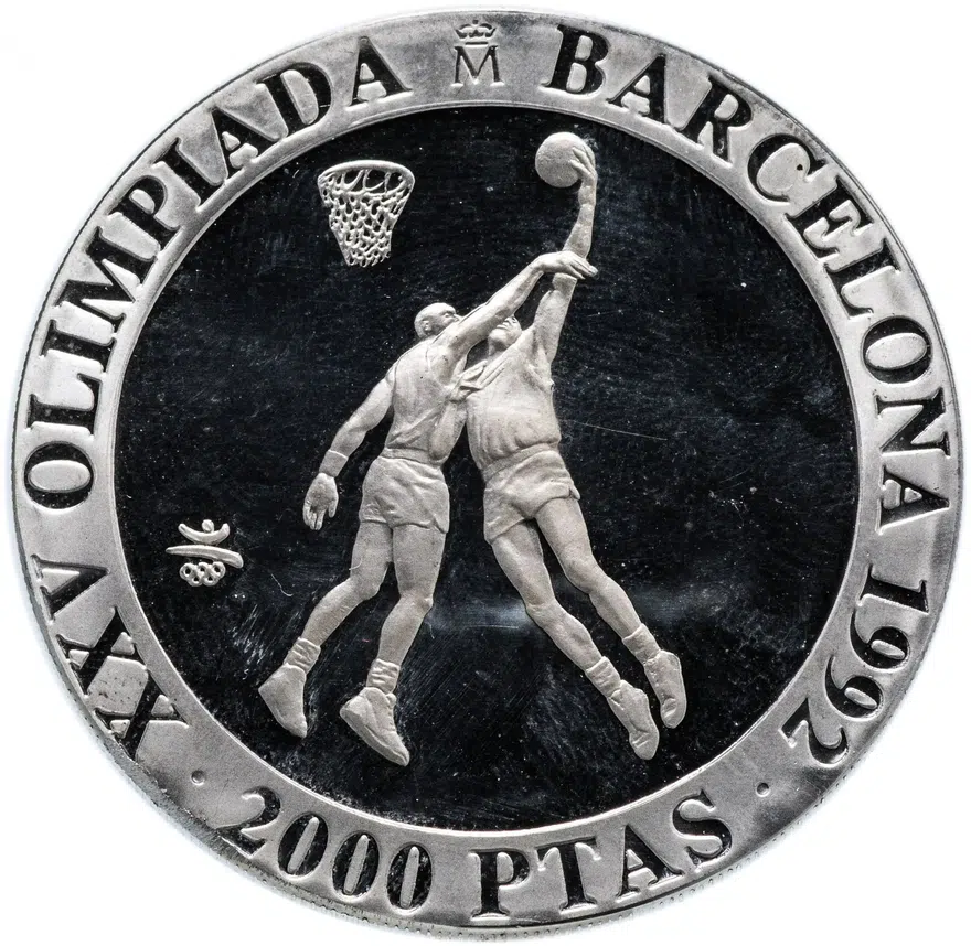 Испания 2000 песет (pesetas) 1990 "XXV Летние Олимпийские игры, Барселона 1992 - баскетбол"