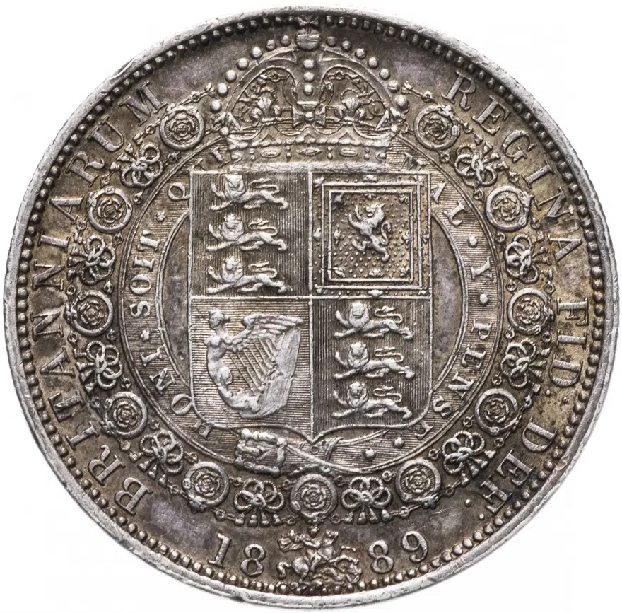 Великобритания 1/2 кроны (crown) 1889 Королева Виктория, реверс