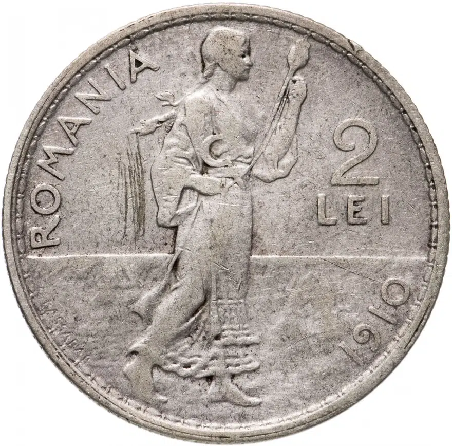 Румыния 2 лея (lei) 1910, аверс