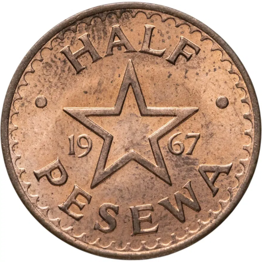 Гана 1/2 песевы 1967, реверс