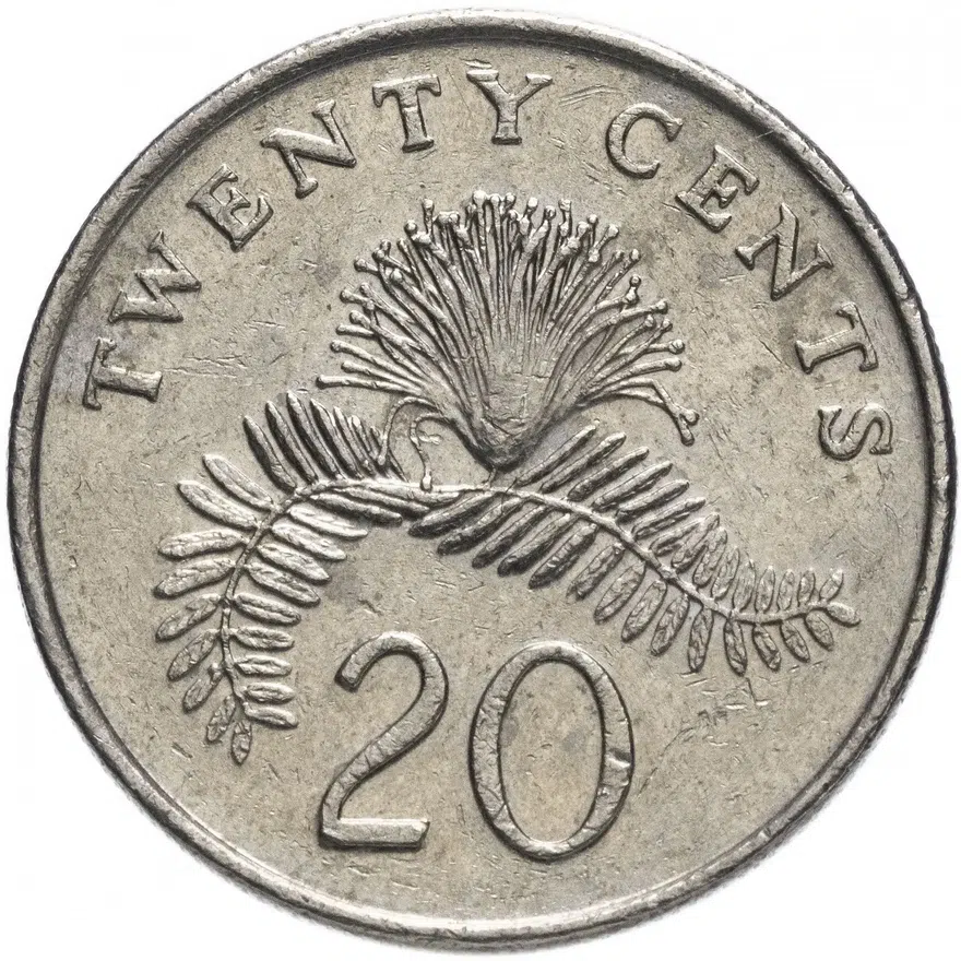 Сингапур 20 центов (cents) 1992-2012, аверс