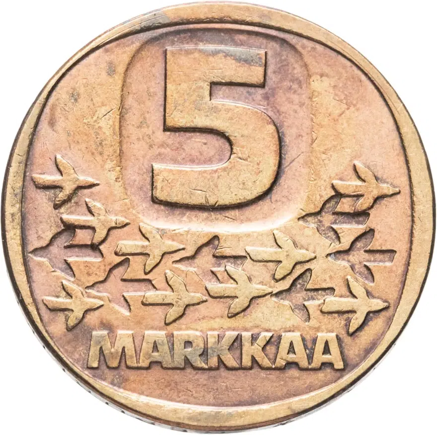 Финляндия 5 марок (markkaa) 1983   знак монетного двора 'K' - Timo Koivuranta