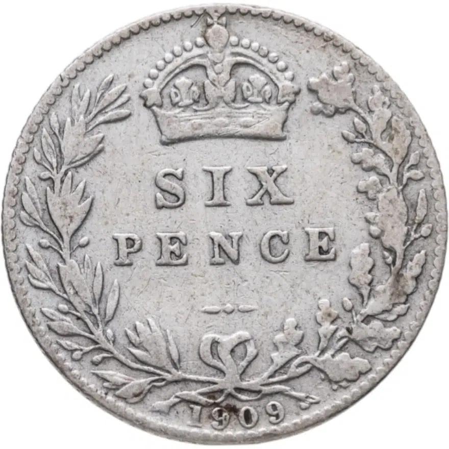 Великобритания 6 пенсов (pence) 1909, аверс
