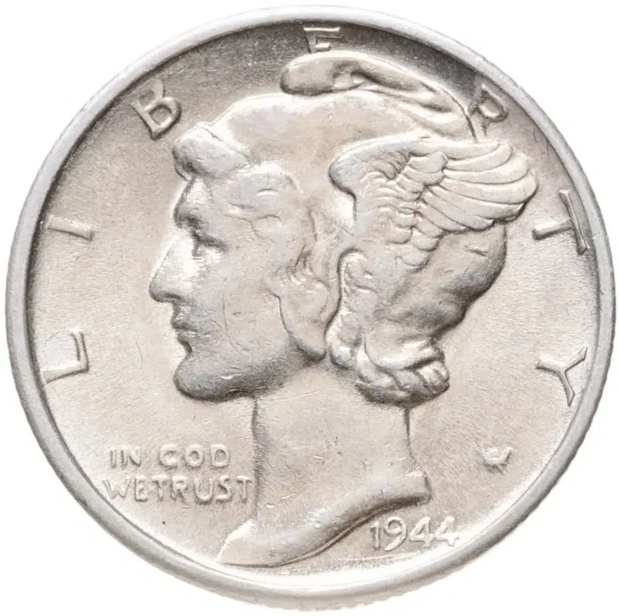 США 1 дайм (10 центов) 1944 "Mercury Dime" S