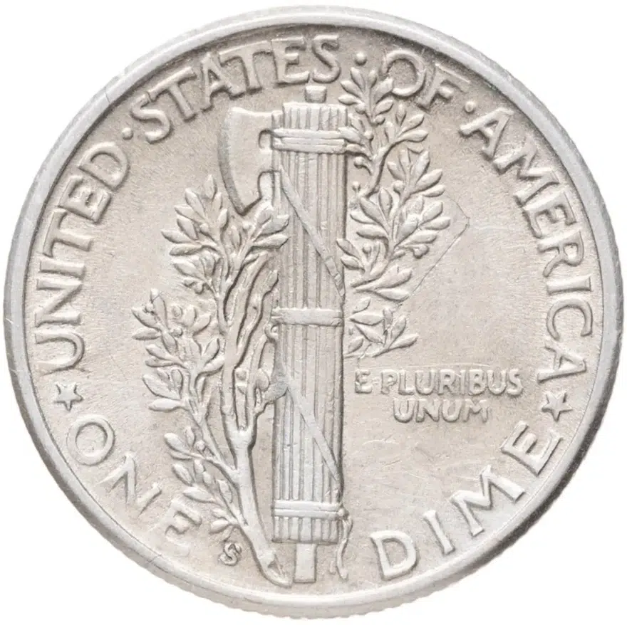 США 1 дайм (10 центов) 1944 "Mercury Dime" S, реверс