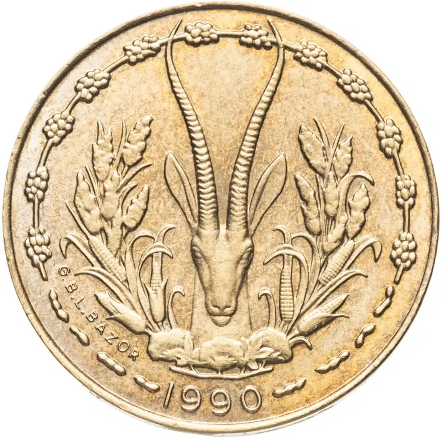 Западная Африка (BCEAO) 5 франков (francs) 1990, реверс