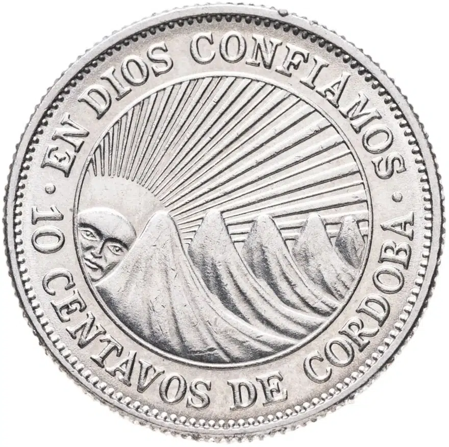 Никарагуа 10 сентаво (centavos) 1972, реверс