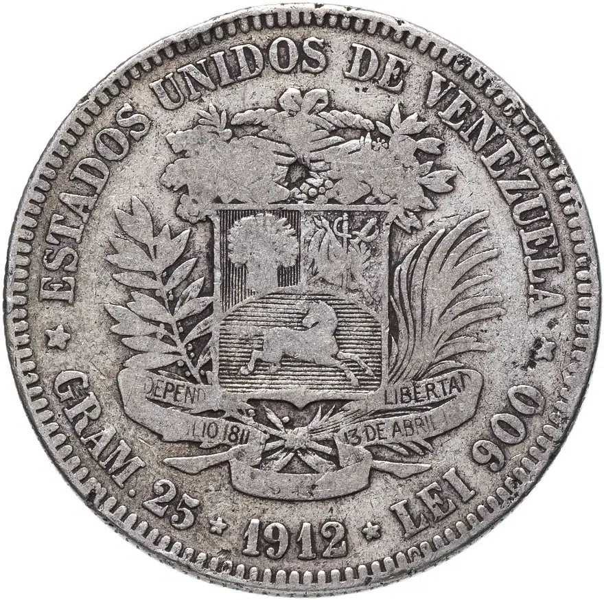 Венесуэла 5 боливаров 1912, реверс