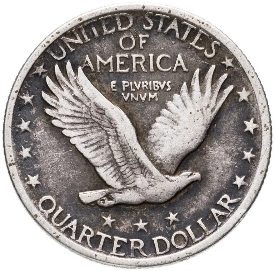 США 25 центов (квотер, 1/4 доллара, quarter dollar) 1919  Standing Liberty Quarter Без отметки монетного двора, реверс