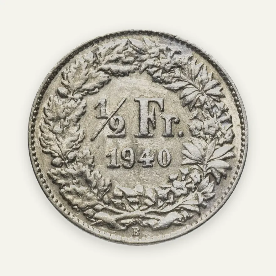 Швейцария 1/2 франка (franc) 1940, реверс