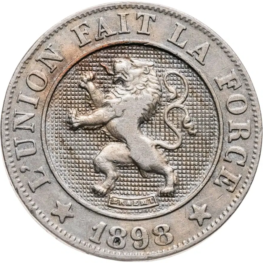 Бельгия 10 сантимов (centimes) 1898 "Надпись на французском - 'DES BELGES'", реверс