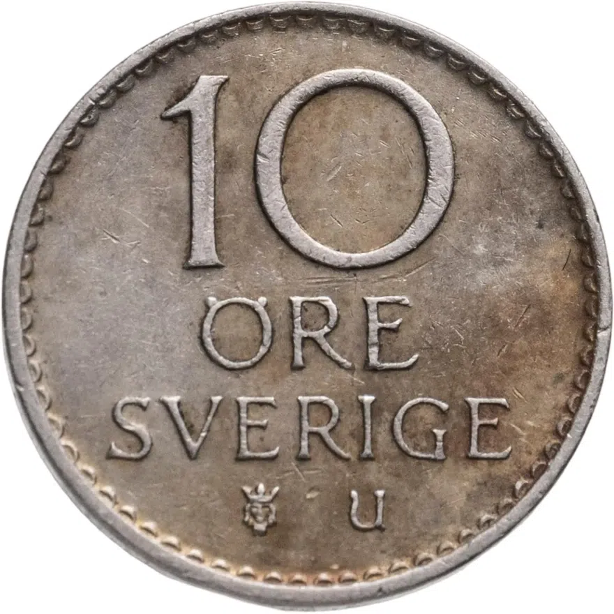 Швеция 10 эре (ore) 1973, реверс