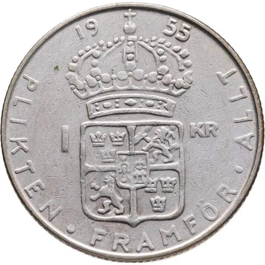 Швеция 1 крона (crown) 1955, реверс