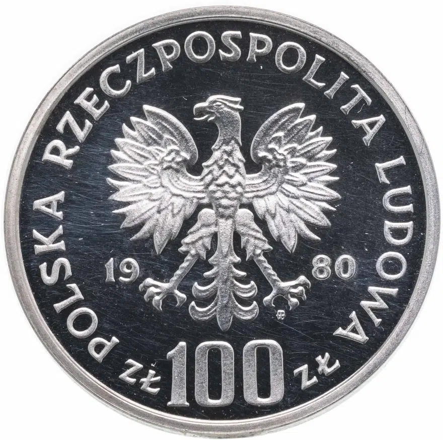 Польша 100 злотых (zlotych) 1980 "Охрана окружающей среды - Глухарь", реверс