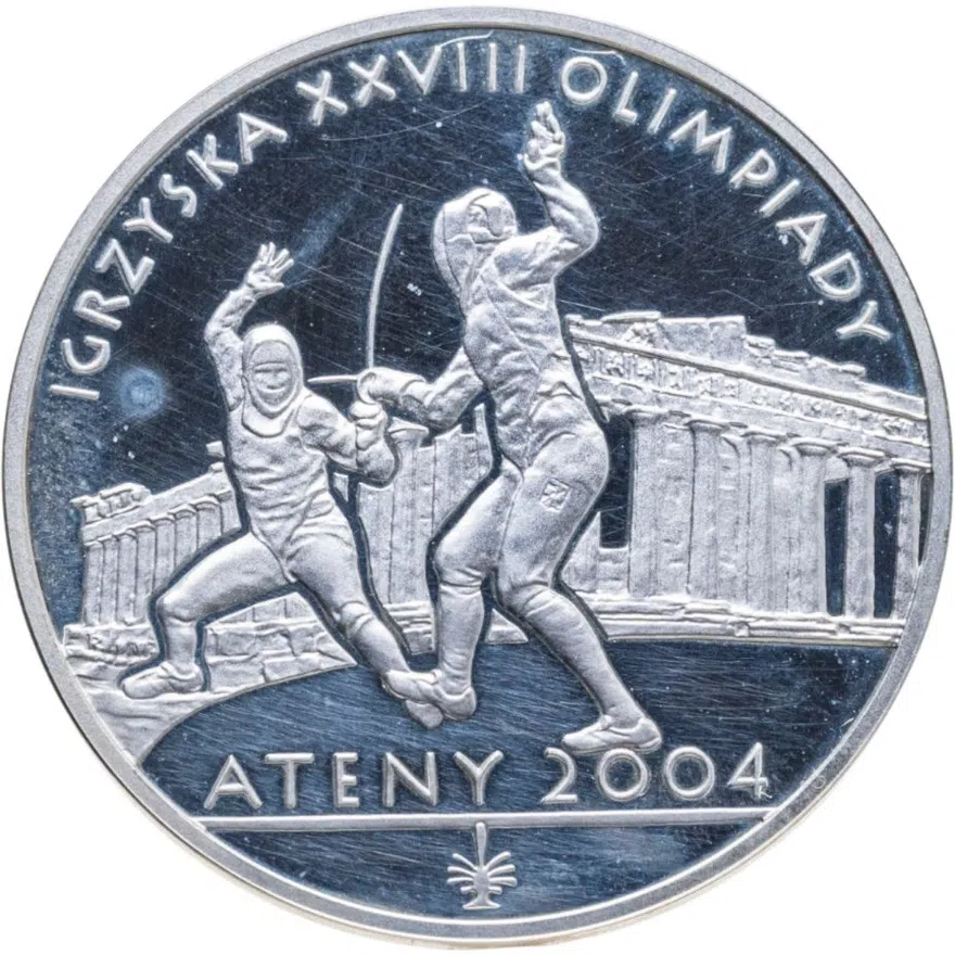 Польша 10 злотых (zlotych) 2004  XXVIII летние Олимпийские Игры, Афины 2004 - фехтование, реверс