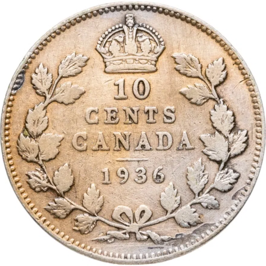 Канада 10 центов (cents) 1936