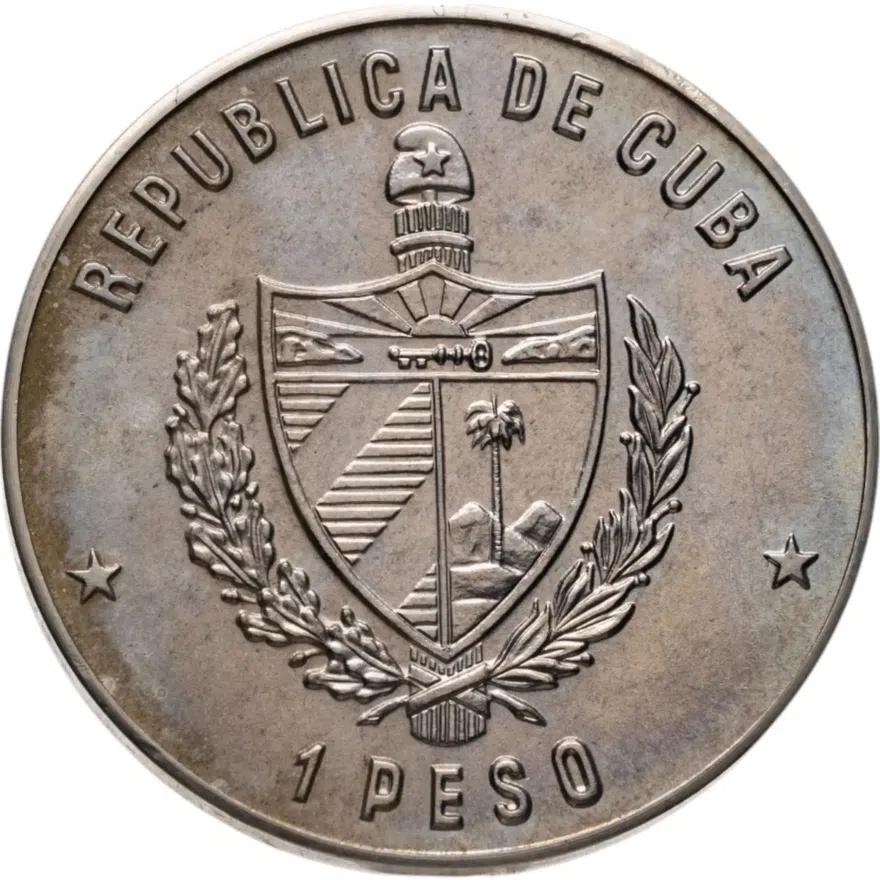 Куба 1 песо (peso) 1990  XI Пан-Американские игры, Гавана - Бейсбол, реверс