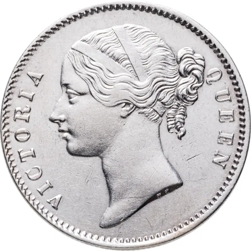 Индия (Британская) 1 рупия (rupee) 1840   "VICTORIA QUEEN" по бокам головы
