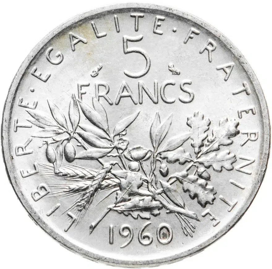 Франция 5 франков (francs) 1960, аверс