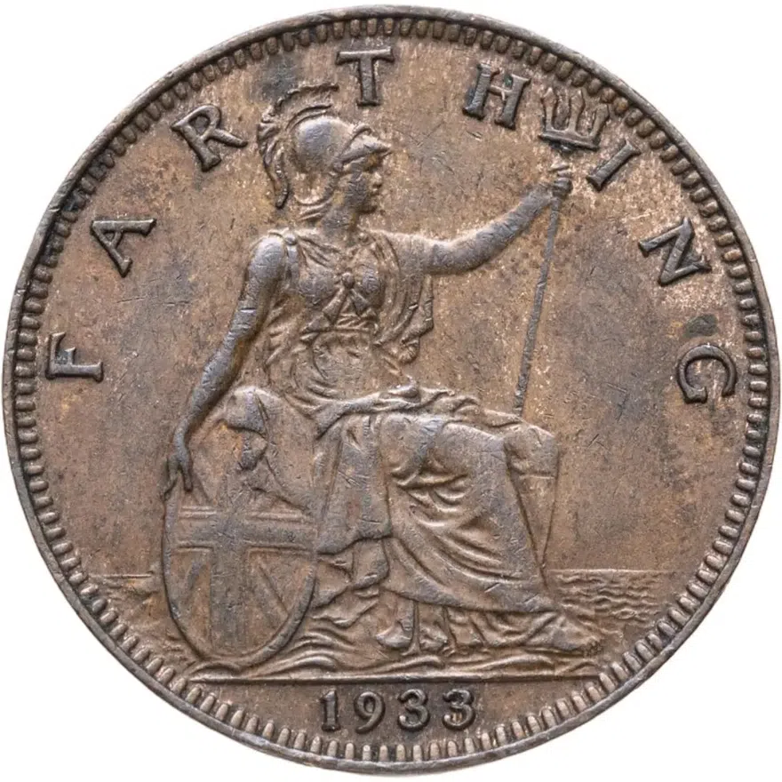 Великобритания 1 фартинг (farthing) 1933, аверс
