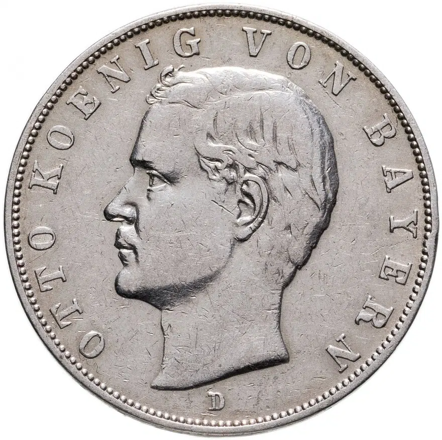Германия (Империя, Бавария) 3 марки (mark) 1908, аверс