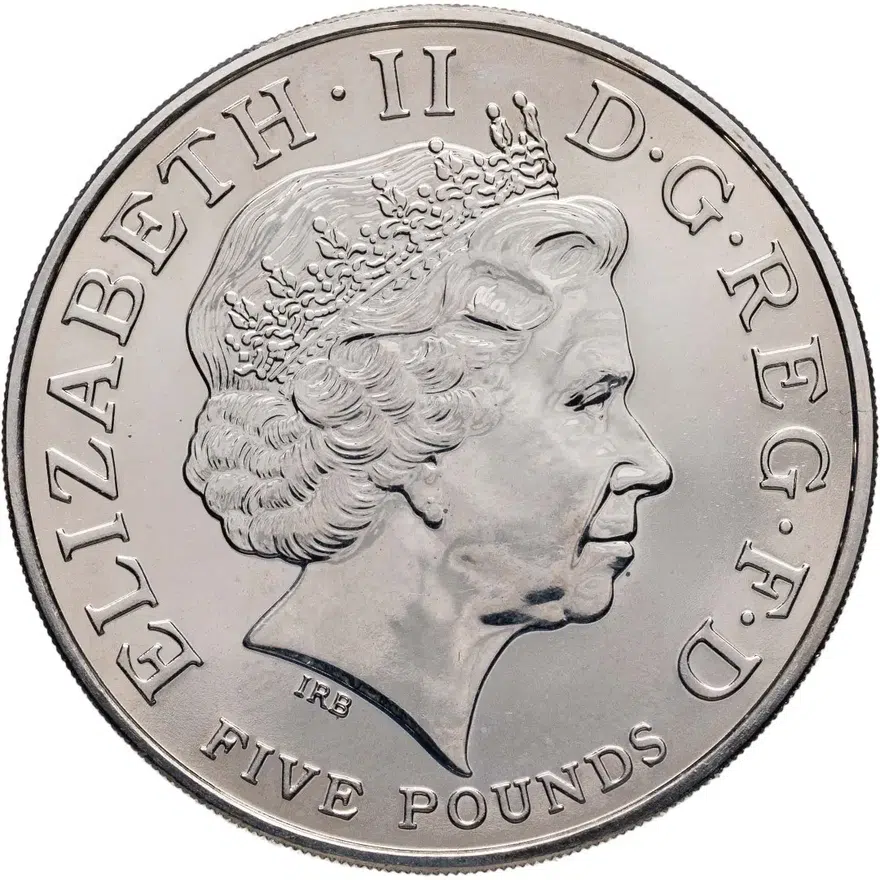 Великобритания 5 фунтов (pounds) 2009 XXX летние Олимпийские Игры, Лондон2012 - Обратный отсчет «3», Плавание, реверс