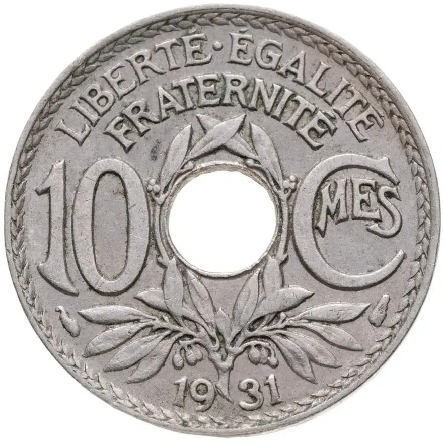 Франция 10 сантимов (centimes) 1931, аверс