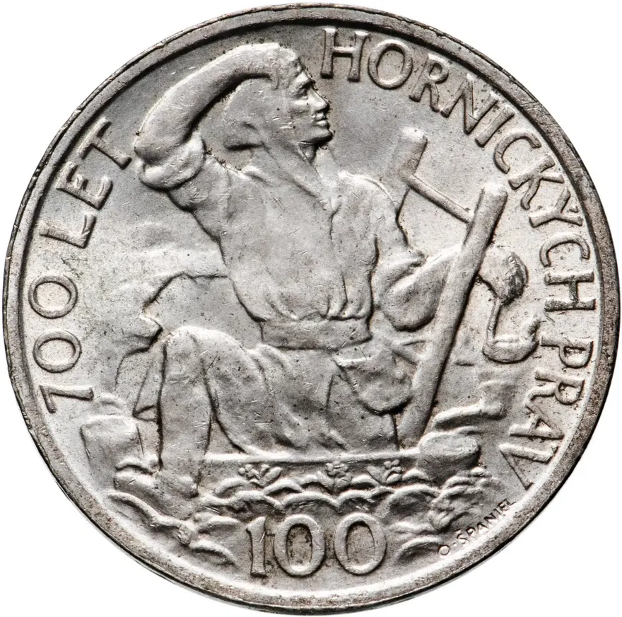 Чехословакия 100 крон (korun) 1949 "700 лет Праву добычи серебра в Йиглаве"