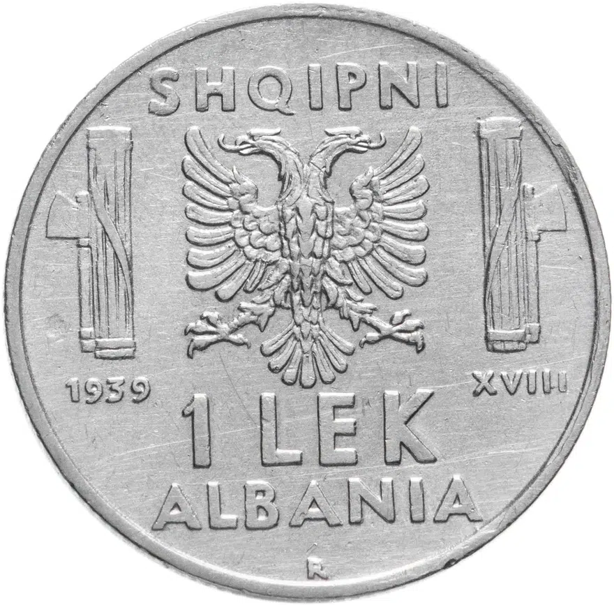 Албания 1 лек (lek) 1939, реверс