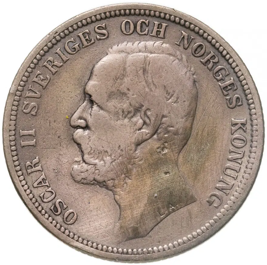 Швеция 2 кроны 1897, аверс